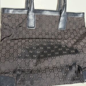 Gucci Brown and Black GG Canvas Tote